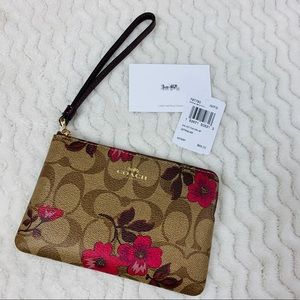 NWT Coach Victorian Floral Corner Zip Wristlet